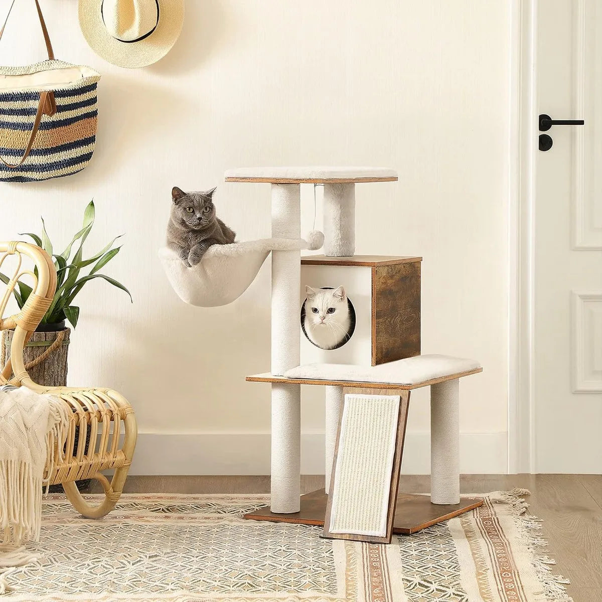FurnStar - Krabpaal - kattenboom - hoogte 96 cm - walnootkleurig