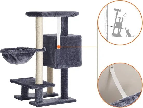 FurnStar - Krabpaal - Klein Kattenappartement 84 cm - Kattentoren - Grijs