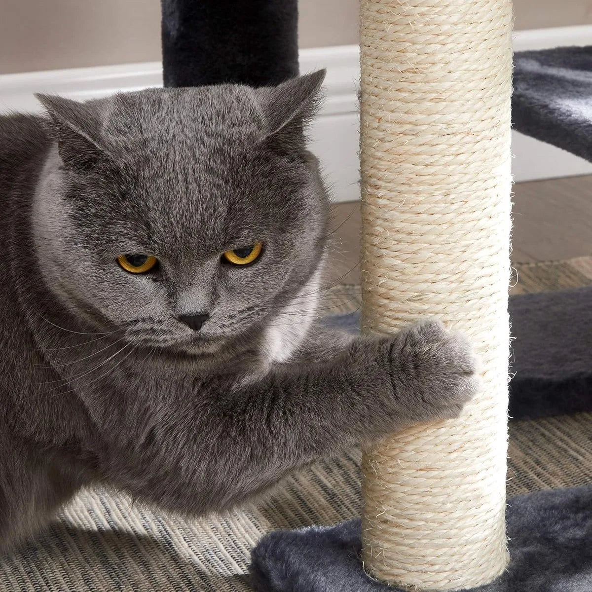 FurnStar - Krabpaal - Klein Kattenappartement 84 cm - Kattentoren - Grijs