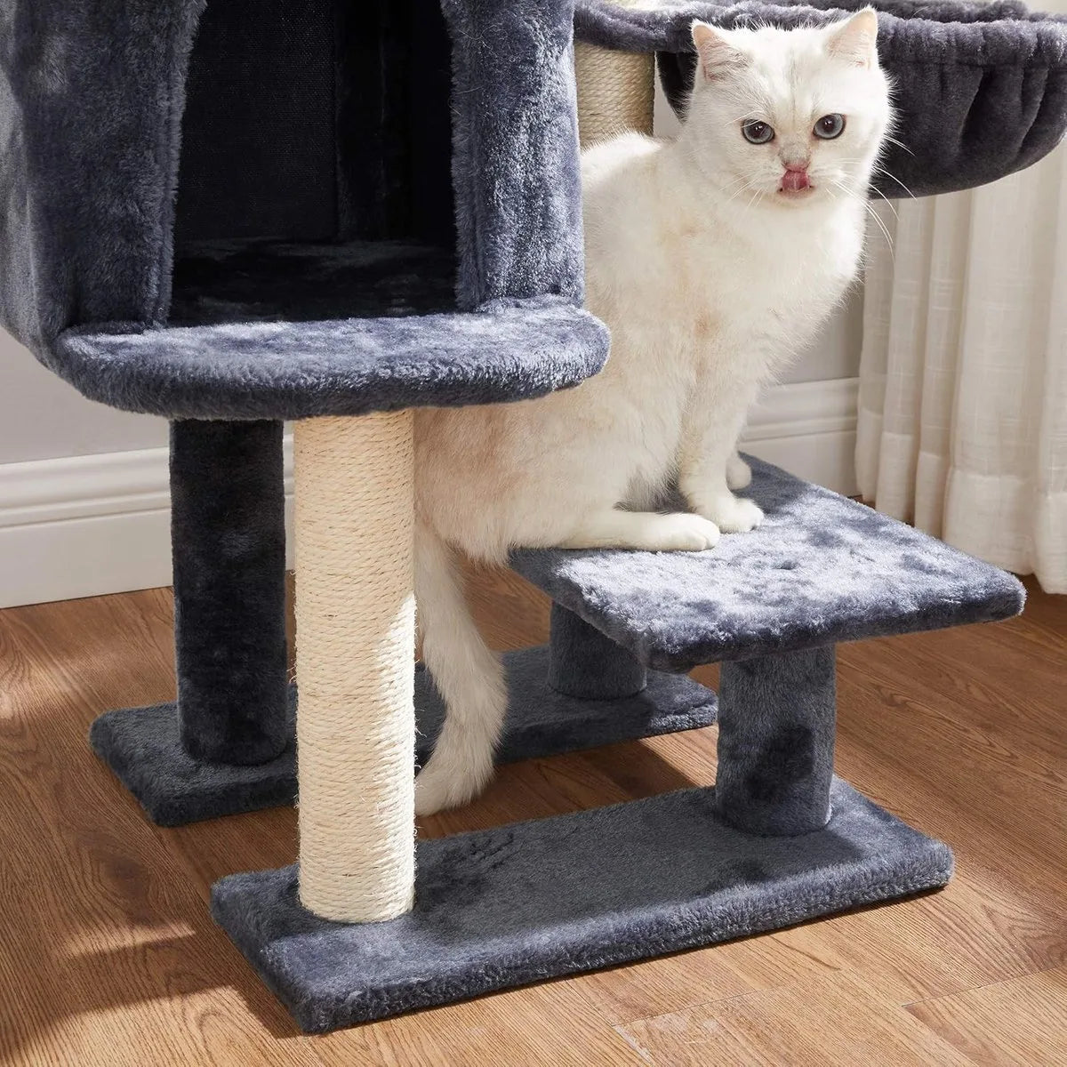 FurnStar - Krabpaal - Klein Kattenappartement 84 cm - Kattentoren - Grijs