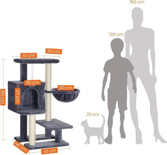 FurnStar - Krabpaal - Klein Kattenappartement 84 cm - Kattentoren - Grijs
