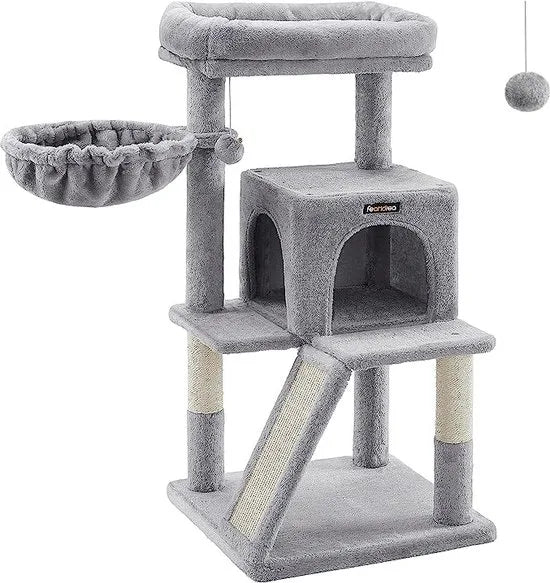 FurnStar - Krabpaal met groot platform - 48 x 48 x 96 cm - Lichtgrijs