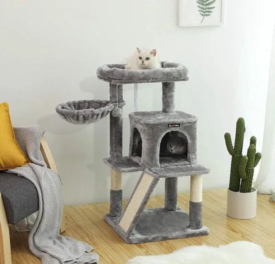 FurnStar - Krabpaal met groot platform - 48 x 48 x 96 cm - Lichtgrijs