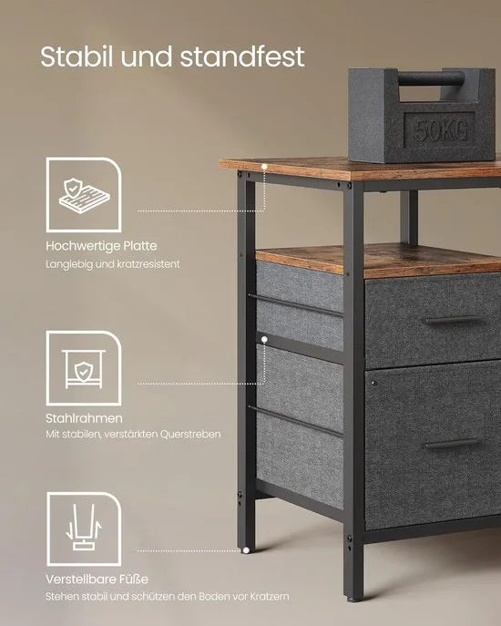 FurnStar - L-vormig bureau met stopcontacten - hoekbureau - computertafel - monitorstandaard - gamingtafel - ledverlichting - USB-aansluitingen - 150 x 120 x 76 cm - thuiskantoor - vintage bruin