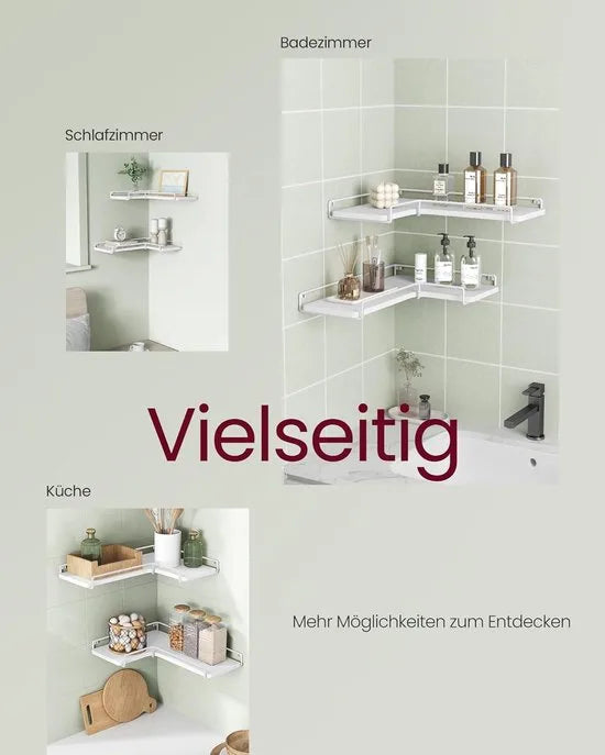 Furnstar - L-vormig hoekrek - Set van 2 - Wandrek - Industrieel design - Voor woonkamer slaapkamer keuken - Wolkenwit