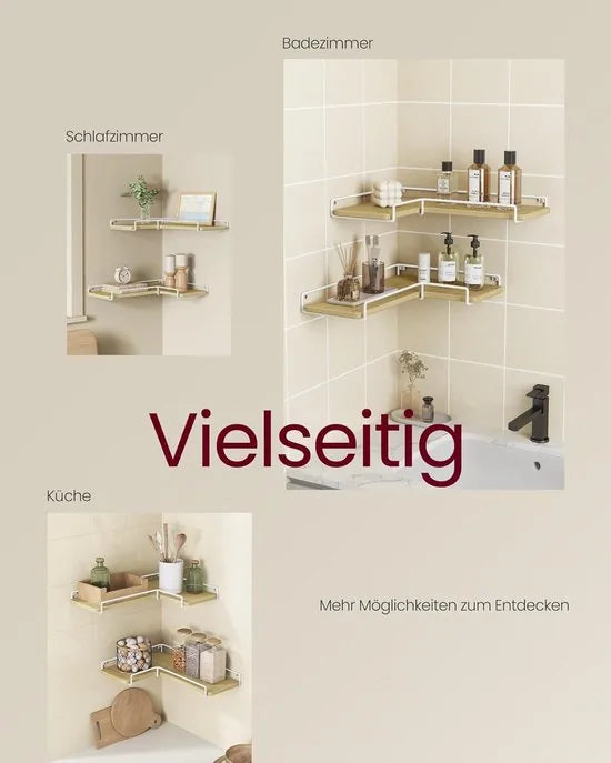 Furnstar - L-vormig hoekrek - Set van 2 - Wandrek - Industrieel design - Voor woonkamer slaapkamer keuken - Natuurlijk eiken Wolkenwit