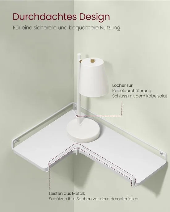 Furnstar - L-vormig hoekrek - Set van 2 - Wandrek - Industrieel design - Voor woonkamer slaapkamer keuken - Wolkenwit