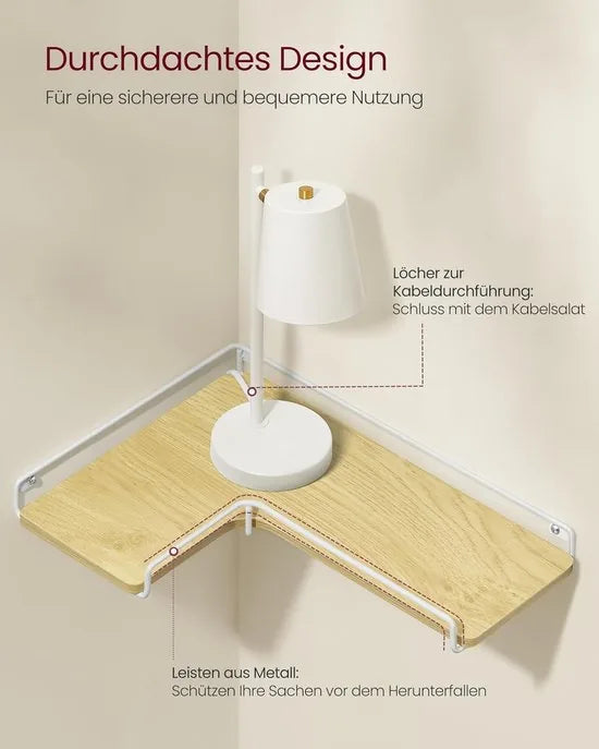 Furnstar - L-vormig hoekrek - Set van 2 - Wandrek - Industrieel design - Voor woonkamer slaapkamer keuken - Natuurlijk eiken Wolkenwit