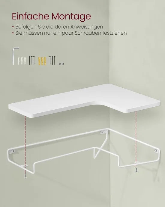 Furnstar - L-vormig hoekrek - Set van 2 - Wandrek - Industrieel design - Voor woonkamer slaapkamer keuken - Wolkenwit