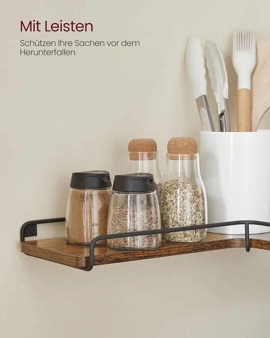 Furnstar - L-vormig hoekrek - Set van 2 - Wandrek - Industrieel design - Voor woonkamer slaapkamer keuken - Vintage bruin zwart