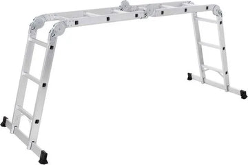 FurnStar - Multifunctionele Aluminium Ladder 3-5 m Met 2 Metalen Platen - Opvouwbare Ladder - Draagvermogen 150 kg - Zilver