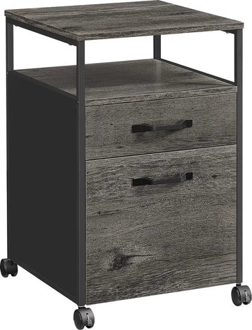 FurnStar - Nachtkastje - Commode - 42 x 44 x 66.5cm -Grijs - Zwart