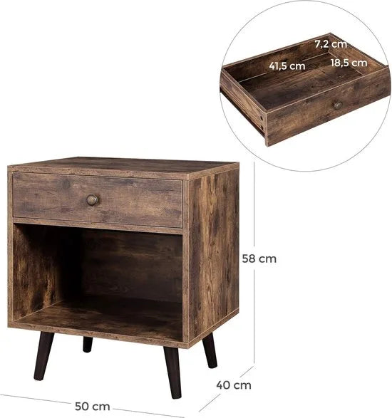 FurnStar - Nachtkastje - Commode - 50x40x58cm - Bruin