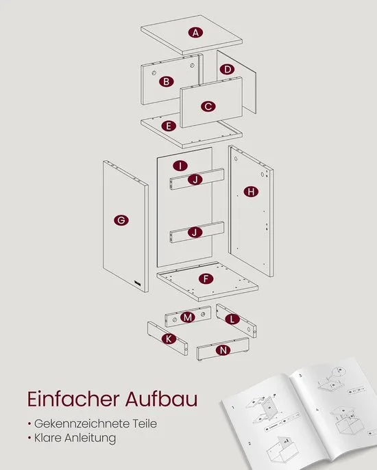 Furnstar - Nachtkastje - Smal - Bijzettafel met 2 laden - Open vak links of rechts monteerbaar - Voor slaapkamer en woonkamer - Ebbenzwart