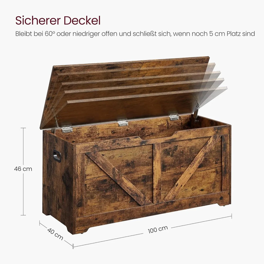 Furnstar Opbergbank – Opbergdoos & Schoenenbank – 100 x 40 x 46 cm – Voor Hal, Slaapkamer & Woonkamer – Rustiek Bruin