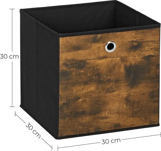 FurnStar - Opbergdoos - set van 6 - opbergdozen - vliesstof - vouwdoos - 30 x 30 x 30 cm - stoffen doos - voor kubusplank - organizer voor kleding - vintage bruin-zwart