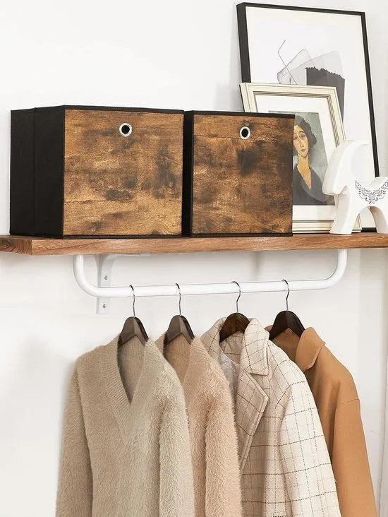 FurnStar - Opbergdoos - set van 6 - opbergdozen - vliesstof - vouwdoos - 30 x 30 x 30 cm - stoffen doos - voor kubusplank - organizer voor kleding - vintage bruin-zwart