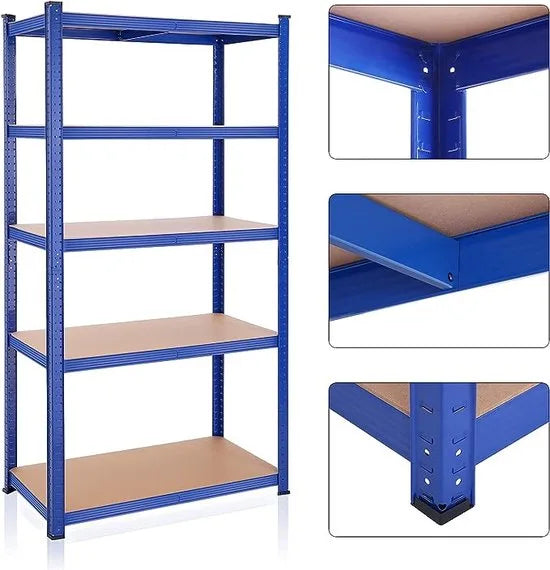 FurnStar - Opbergrek - 5 Planken - Monteren zonder schroeven - 600 kg - 200x100x50cm - Grijs