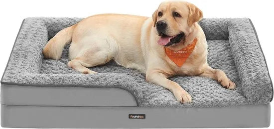 FurnStar - Orthopedisch hondenbed voor grote honden - Waterdichte hondenbank met afneembare pluche overtrek - 122 x 89 x 18 cm - Grijs – Duifgrijs 106 x 81 x 18cm 106 x 81 x 18 cm Duifgrijs (1889)