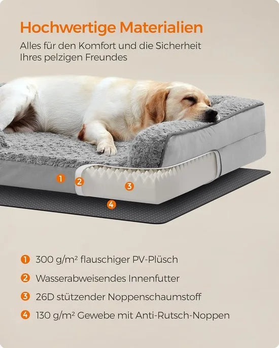 FurnStar - Orthopedisch hondenbed voor grote honden - Waterdichte hondenbank met afneembare pluche overtrek - 122 x 89 x 18 cm - Grijs – Duifgrijs 106 x 81 x 18cm 106 x 81 x 18 cm Duifgrijs (1933)