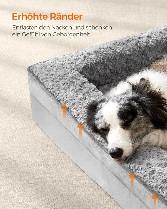 FurnStar - Orthopedisch hondenbed voor grote honden - Waterdichte hondenbank met afneembare pluche overtrek - 122 x 89 x 18 cm - Grijs – Duifgrijs 106 x 81 x 18cm 106 x 81 x 18 cm Duifgrijs (1926)