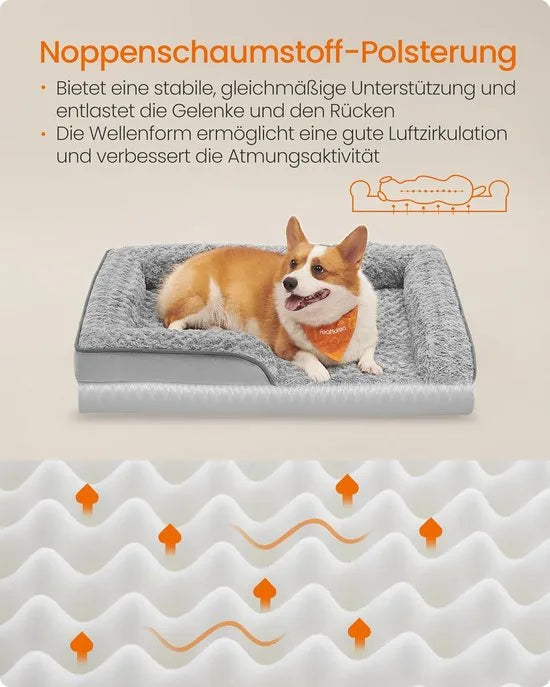 FurnStar - Orthopedisch hondenbed voor middelgrote honden - waterdichte hondenbank met afneembare pluche overtrek - 91 x 68 x 16 cm - duifgrijs