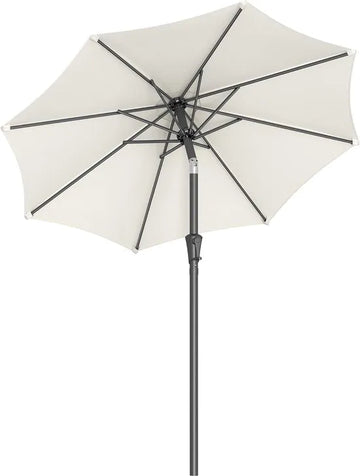 FurnStar - Parasol 210 cm - UPF 50+ - Strandscherm - Aan beide zijden 30° knikbaar - Zonwering - Met zwengel om te openen/sluiten - Voor terras, balkon, zwembad - Beige