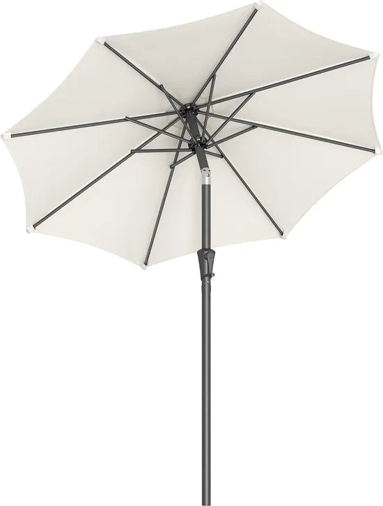 FurnStar - Parasol 210 cm - UPF 50+ - Strandscherm - Aan beide zijden 30° knikbaar - Zonwering - Met zwengel om te openen/sluiten - Voor terras, balkon, zwembad - Beige