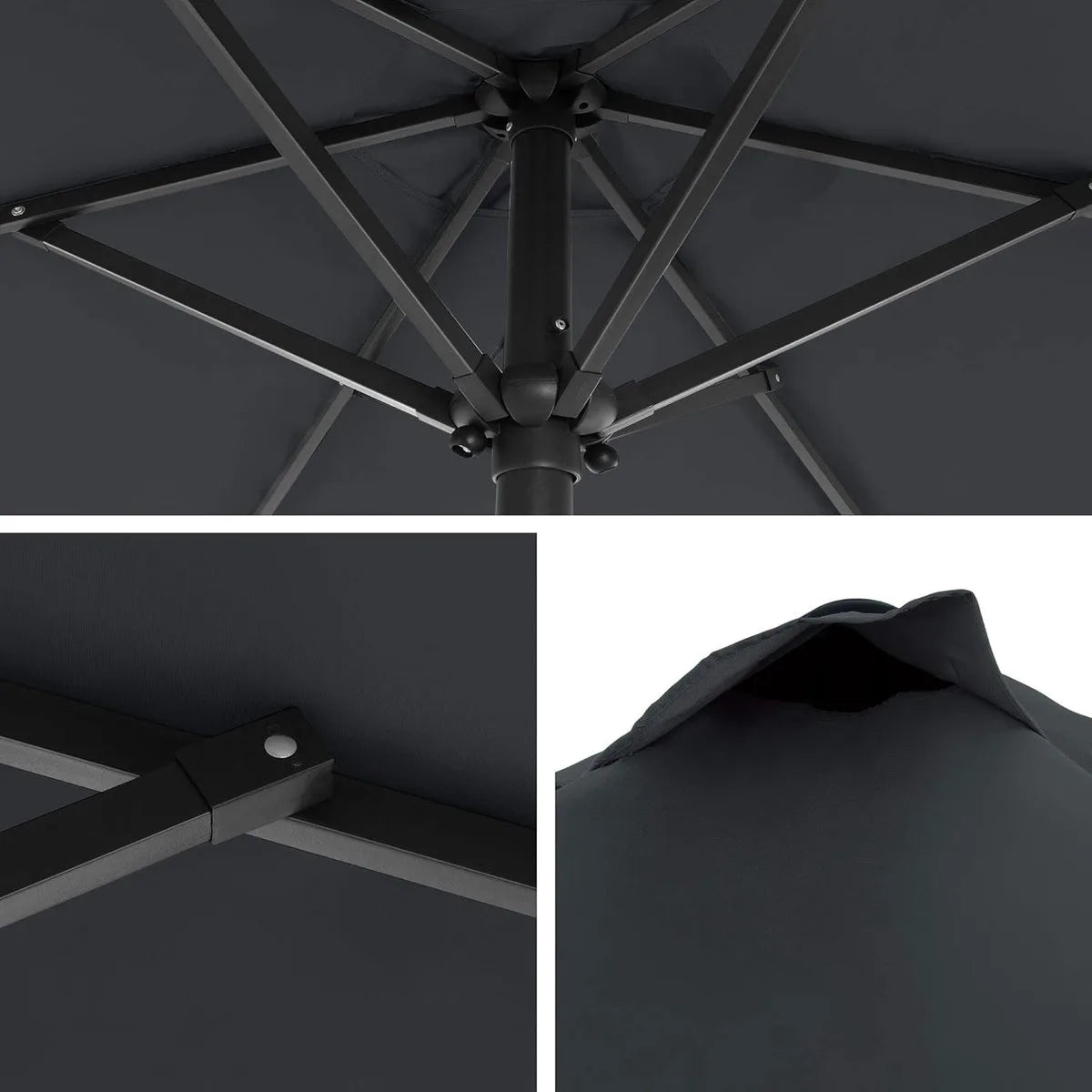 FurnStar - Parasol 210 cm - UPF 50+ - Strandscherm - Aan beide zijden 30° knikbaar - Zonwering - Met zwengel om te openen/sluiten - Voor terras, balkon, zwembad - Grijs