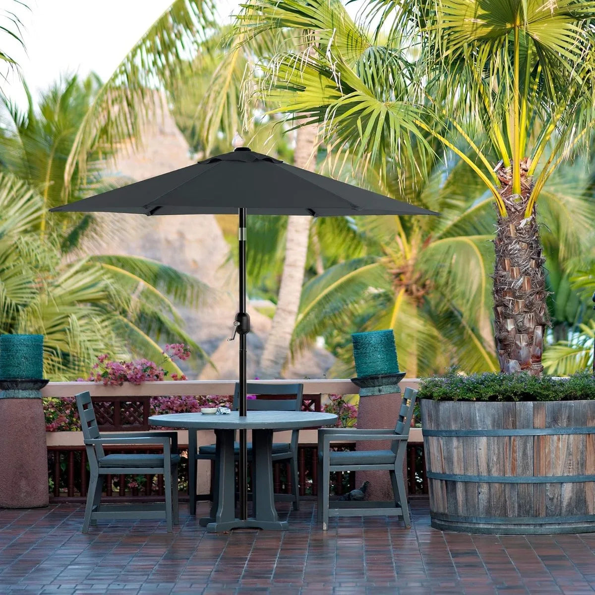 FurnStar - Parasol 210 cm - UPF 50+ - Strandscherm - Aan beide zijden 30° knikbaar - Zonwering - Met zwengel om te openen/sluiten - Voor terras, balkon, zwembad - Grijs