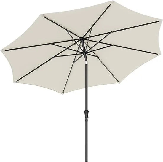 Furnstar - Parasol 340 cm - UPF 50+ zonwering - Strandscherm - Knikbaar aan beide zijden - Met zwengel om te openen/sluiten - Zonder standaard - Voor terras, balkon en zwembad - Beige