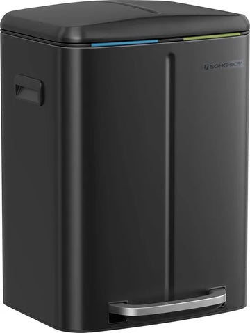 FurnStar - Pedaalemmer - 2 x 20L Keuken Vuilnisbak - Metalen opstapbak met twee compartimenten - Met plastic binnen emmers - Zacht sluitende deksels en handgrepen - Geurafdichting - Zwart