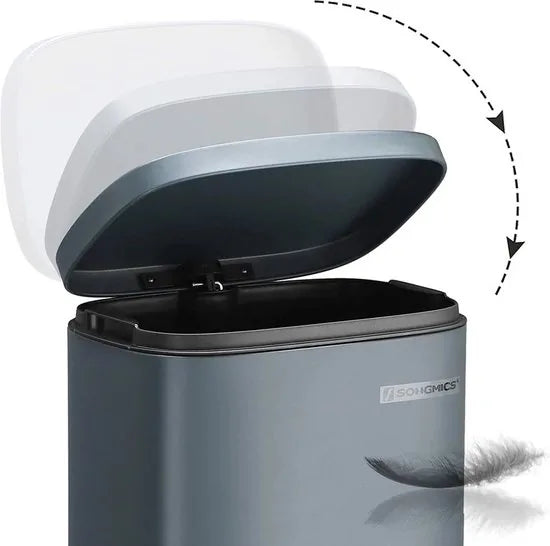 FurnStar - Pedaalemmer 30 Liter – Soft Close – Kunststof Binnenemmer – Geurcontrole – Smoky Grey