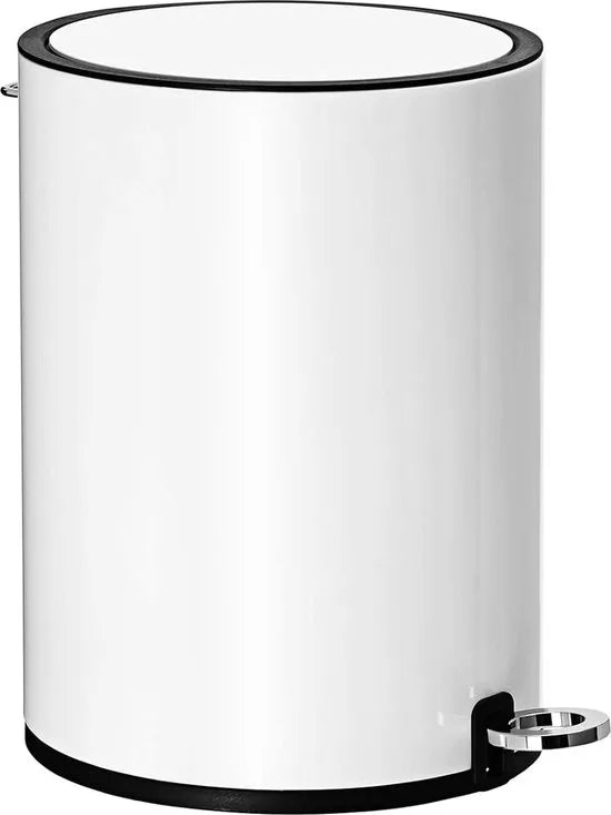 FurnStar - Pedaalemmer - Afvalbakmet deksel - toiletbak - 3L cosmeticabak - kleine afvalbak - soft close - uitneembare plastic binnenemmer - voor slaapkamer - kantoor - staal - wit