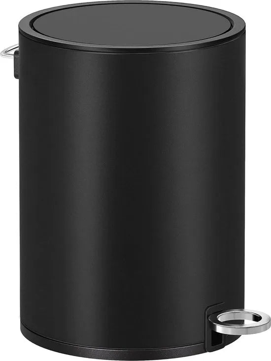 FurnStar - Pedaalemmer - Badkamerbak met deksel - toiletbak - 3L cosmeticabak - kleine afvalbak - soft close - uitneembare plastic binnenemmer - voor slaapkamer - kantoor - staal - zwart