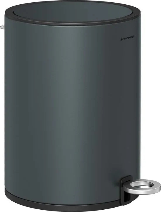 FurnStar - Pedaalemmer - Badkamerbak met deksel - toiletbak - 3L cosmeticabak - kleine afvalbak - soft close - uitneembare plastic binnenemmer - voor slaapkamer - kantoor - staal - grijs