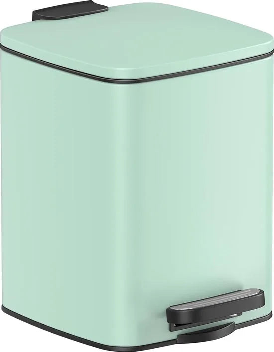 FurnStar - Pedaalemmer - Badkameremmer - Kleine afvalbak van 6 liter - Toiletemmer met pedaal voor kleine ruimtes - Soft-close deksel - Staal - Groen