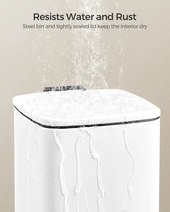FurnStar - Pedaalemmer - Badkameremmer - Kleine afvalbak van 6 liter - Toiletemmer met pedaal voor kleine ruimtes - Soft-close deksel - Staal - wit