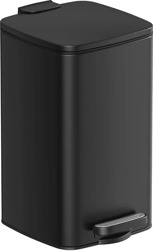 FurnStar - Pedaalemmer - Badkameremmer - Kleine afvalbak van 6 liter - Toiletemmer met pedaal voor kleine ruimtes - Soft-close deksel - Staal - Groen – Zwart Kleine afvalbak van 8 liter Zwart