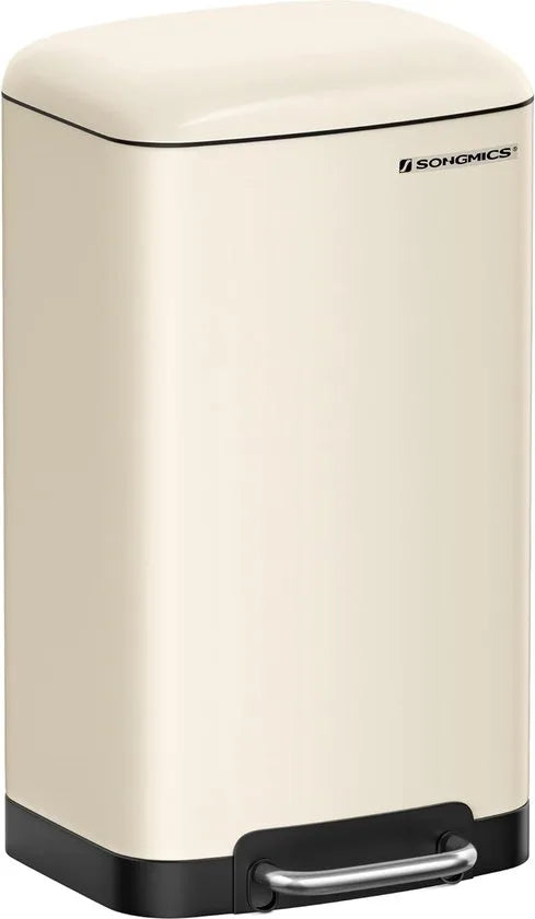 FurnStar - Pedaalemmer - Keuken Vuilnisbak van 30 liter (8 gallon) - Stalen pedaalemmer met deksel en binnenemmer - Soft Close - Wolk wit