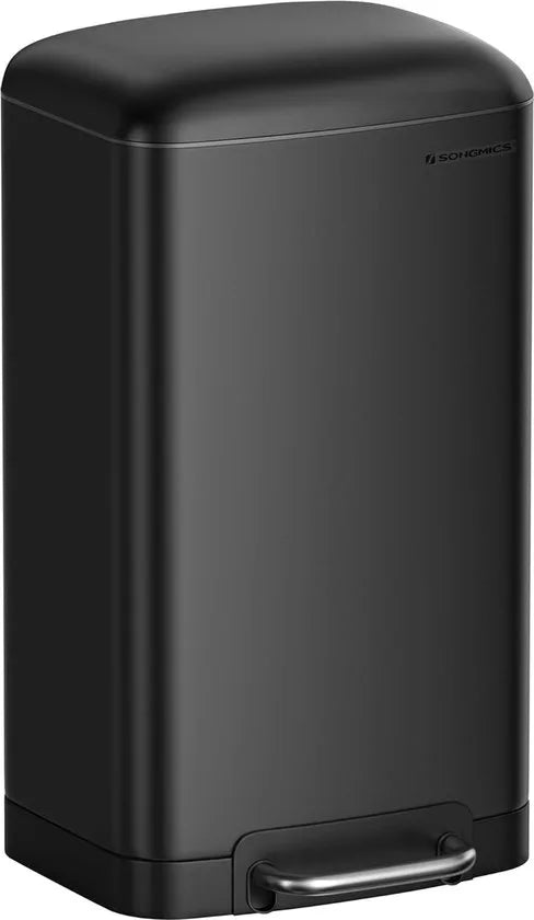 FurnStar - Pedaalemmer - Keukenbak - Vuilnisbak van 30 liter (8 gallon) - Stalen pedaalemmer met deksel en binnenemmer - Soft Close - Zwart