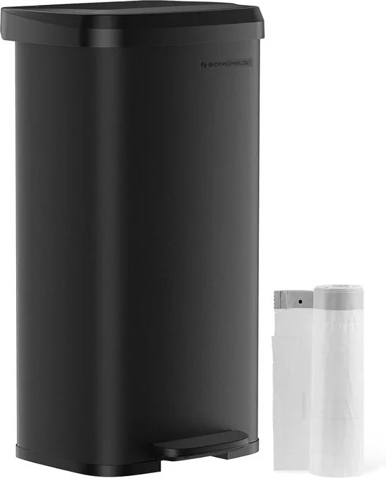 FurnStar - Pedaalemmer - Keukenbak - Vuilnisbak van 68 liter - Pedaalemmer van metaal met deksel - Hoog en groot - Zwart