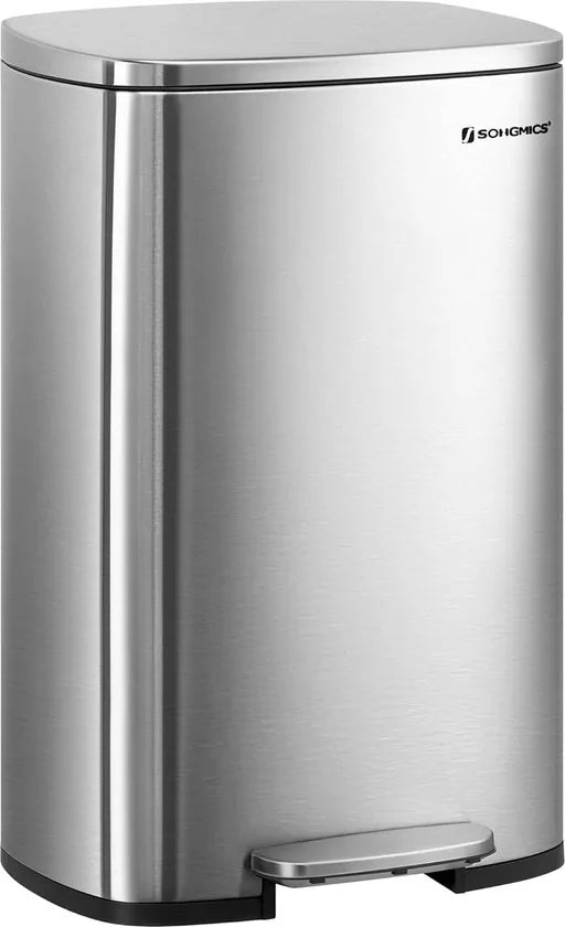 FurnStar - Pedaalemmer - Keukenemmer 50L - Pedaalemmer voor Keuken - Vuilnisbak - Soft Close, Opstappedaal - Staal - Binnenemmer - Zilver