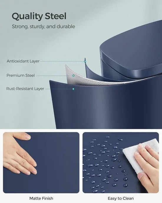 FurnStar - Pedaalemmer - Keukenemmer 50L - Pedaalemmer voor Keuken - Vuilnisbak - Soft Close, Opstappedaal - Staal - Binnenemmer - Zilver – Blauw