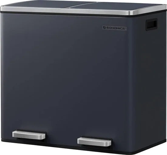 FurnStar - Pedaalemmer - Prullenbak - Dubbele prullenbak - 2 x 24L met 2 compartimenten Soft Close-deksels - Pedalen Plastic binnenemmers en handgrepen - Grijs