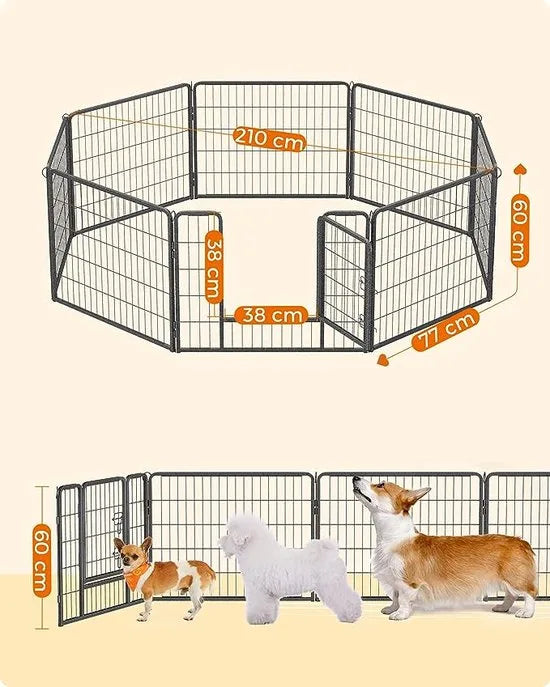 FurnStar - Puppy Run - Hondenren Buiten - 8 Roosters Elk 77 x 60 cm - Grijs