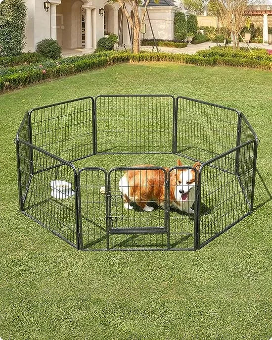 FurnStar - Puppy Run - Hondenren Buiten - 8 Roosters Elk 77 x 60 cm - Grijs