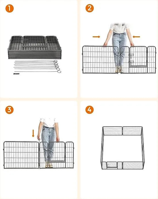 FurnStar - Puppy Run - Hondenren Buiten - 8 Roosters Elk 77 x 60 cm - Grijs