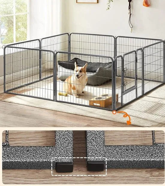 FurnStar - Puppy Run - Hondenren Buiten - 8 Roosters Elk 77 x 60 cm - Grijs