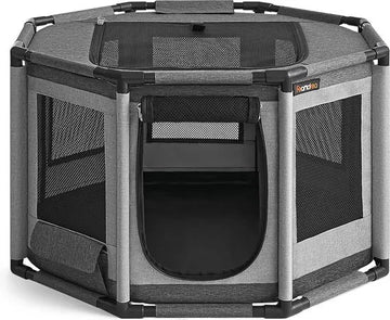FurnStar - Puppyren Oxford-weefsel - Achthoekig - Hondenkooi M - 72 x 72 x 43 cm - Frame van pvc-buizen - Ademend net - Met zijvak - Duifgrijs-Leigrijs